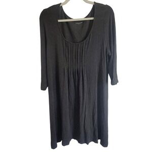 Eileen Fisher Gray Viscose Blend Dress Scoop Neck 3/4 Sleeve‎ Womens L